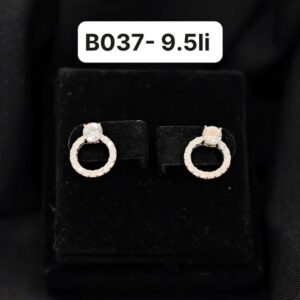 Bông Bạc Viền Đá Hạt 9.5 li - B037