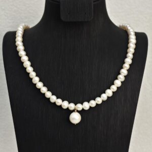 Dây chuỗi ngọc trai trứng 6-7 li và mặt ngọc 9 li - D018