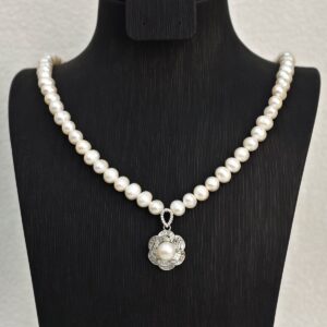 Dây chuỗi trứng 6-7 li x mặt bông hoa hồng - D147