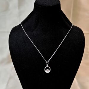Dây Chuyền Bạc Mặt Tròn Hạt Đá 5li - D037