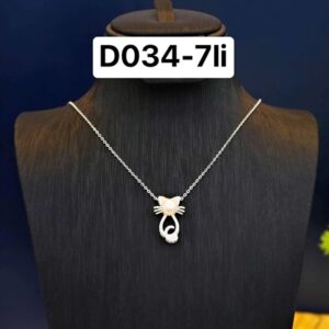 Dây chuyền Bạc Con Mèo Ngọc Bánh Bao 7li - D034