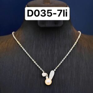 Dây chuyền Bạc Mặt Thỏ Ngọc Bánh Bao 7.5li - D035