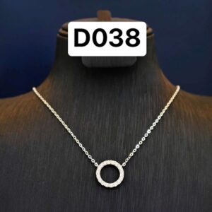 Dây chuyền bạc mặt đá tròn - D038