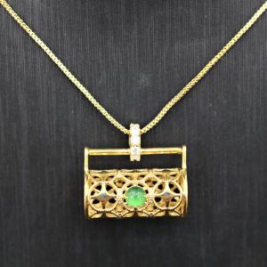Mặt ngọc Viên Viên túi xách khoá bạc xi vàng