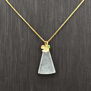 Mặt ngọc an sự bài  khoá hoa vàng 18k
