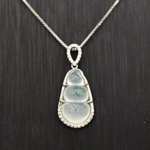Mặt ngọc đậu phúc khoá bạc