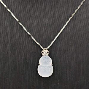 Mặt ngọc hồ lô khoá bạc