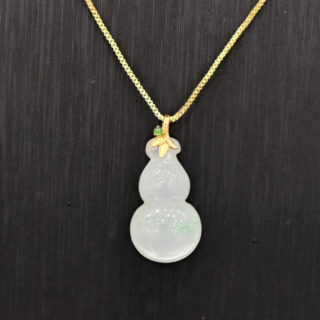Mặt ngọc hồ lô tròn x vàng 18k