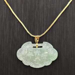 Mặt ngọc khoá như ý vàng 18k