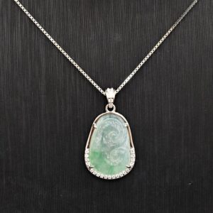 Mặt ngọc như ý xanh lam khoá bạc