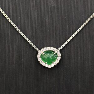 Mặt ngọc trái tim xanh lý khoá bạc