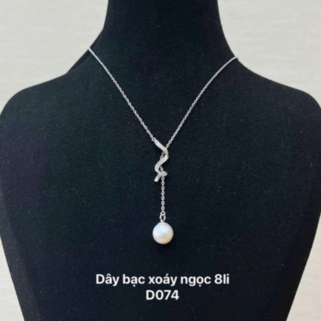 Dây bạc xoáy ngọc 8li