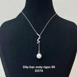 Dây bạc xoáy ngọc 8li
