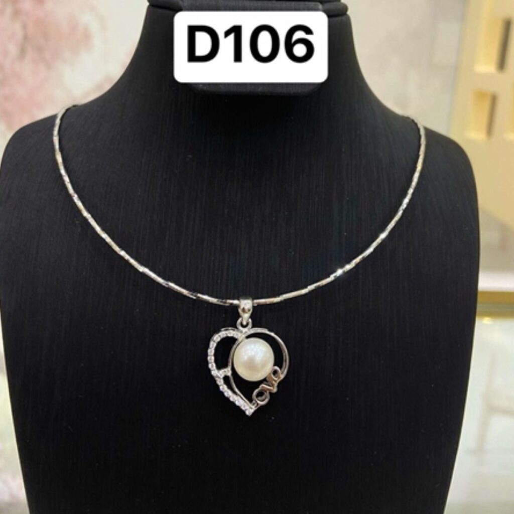 Kiềng trái tim ngọc bánh men 8li - D106