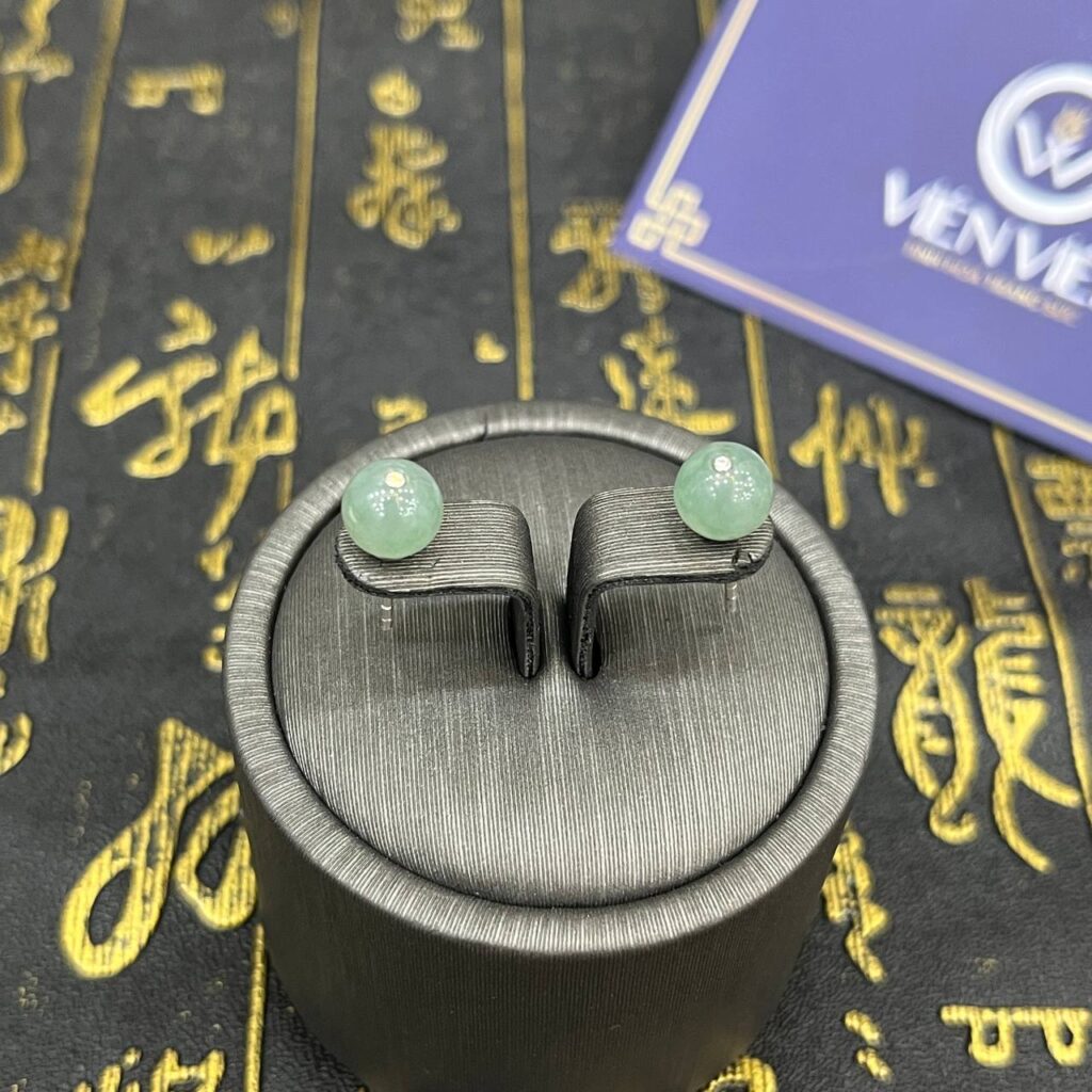 Bông tai ngọc phỉ thuý xanh táo - BP011