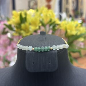 Lắc ngũ lu xanh phối bạch ngọc đai vàng - LP015
