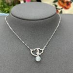 Dây chuyền phỉ thuý mặt song ái bạc thả rơi - DP014