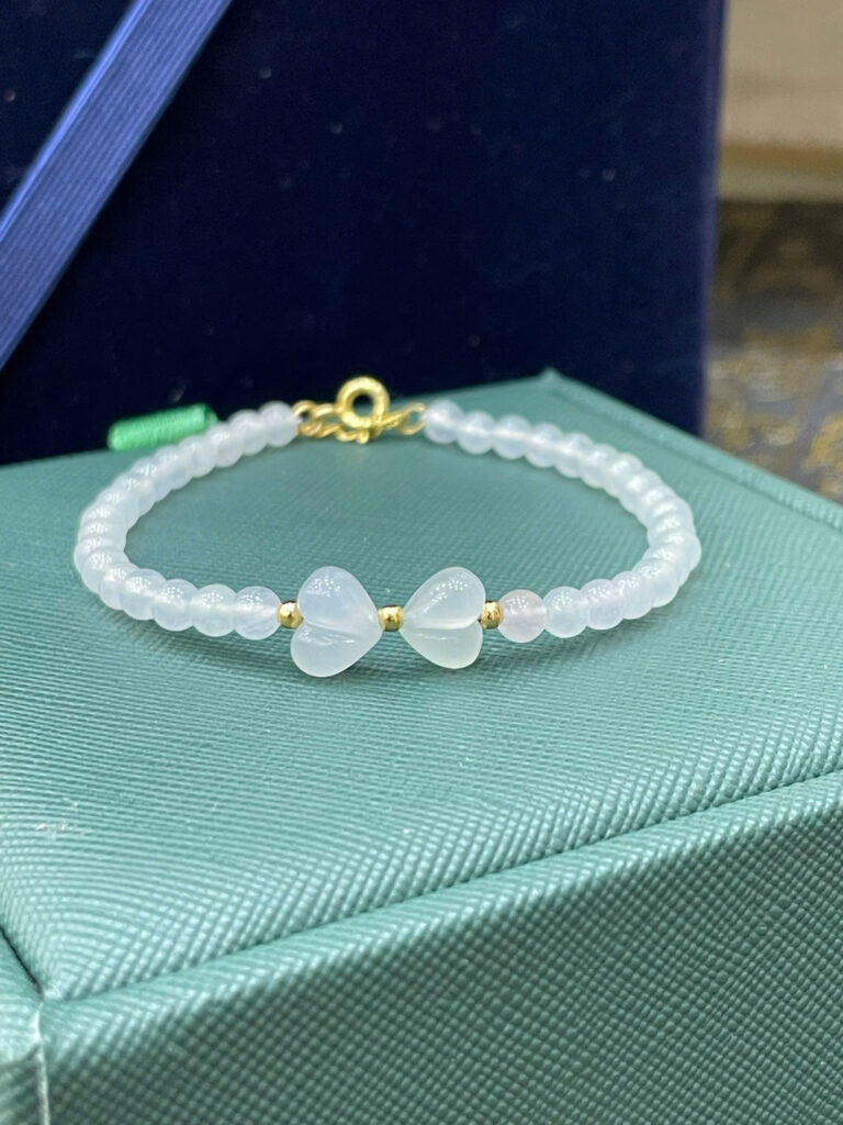 Lắc ngọc phỉ thuý nơ đai bạch ngọc - LP048