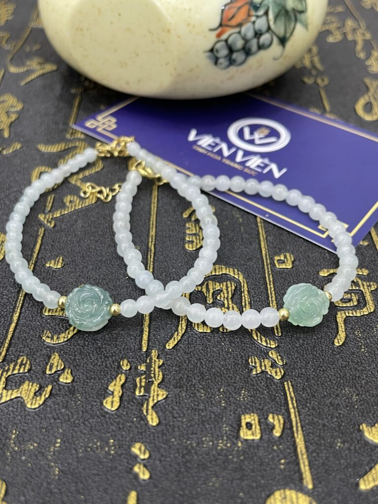 Lắc tay ngọc phỉ thuý hoa hồng - LP050