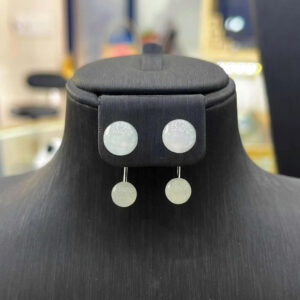 Bông tay phỉ thuý vàng trắng 18k -BP016