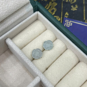 Bông tai ngọc phỉ thuý hoa sen -BP18