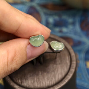 Bông tai trái tim ngọc phỉ thuý xanh lục-BP025