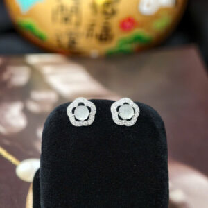 Bông tai ngọc phỉ thuý ngũ cánh-BP033