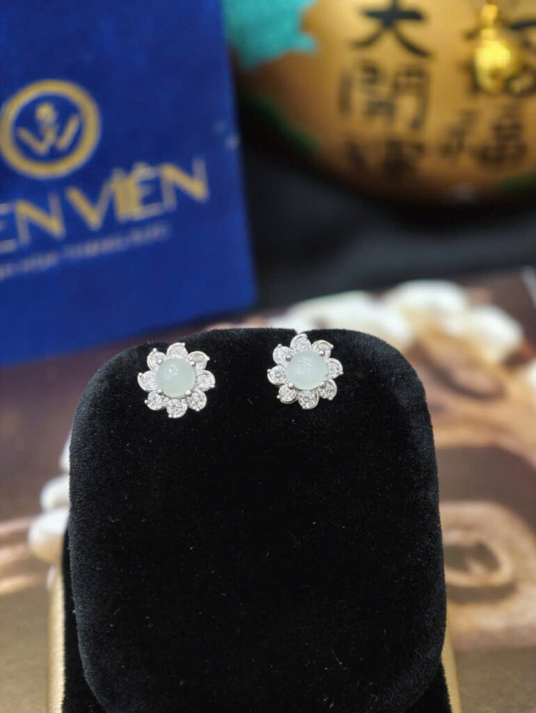 Bông tai ngọc phỉ thuý xoáy -BP034