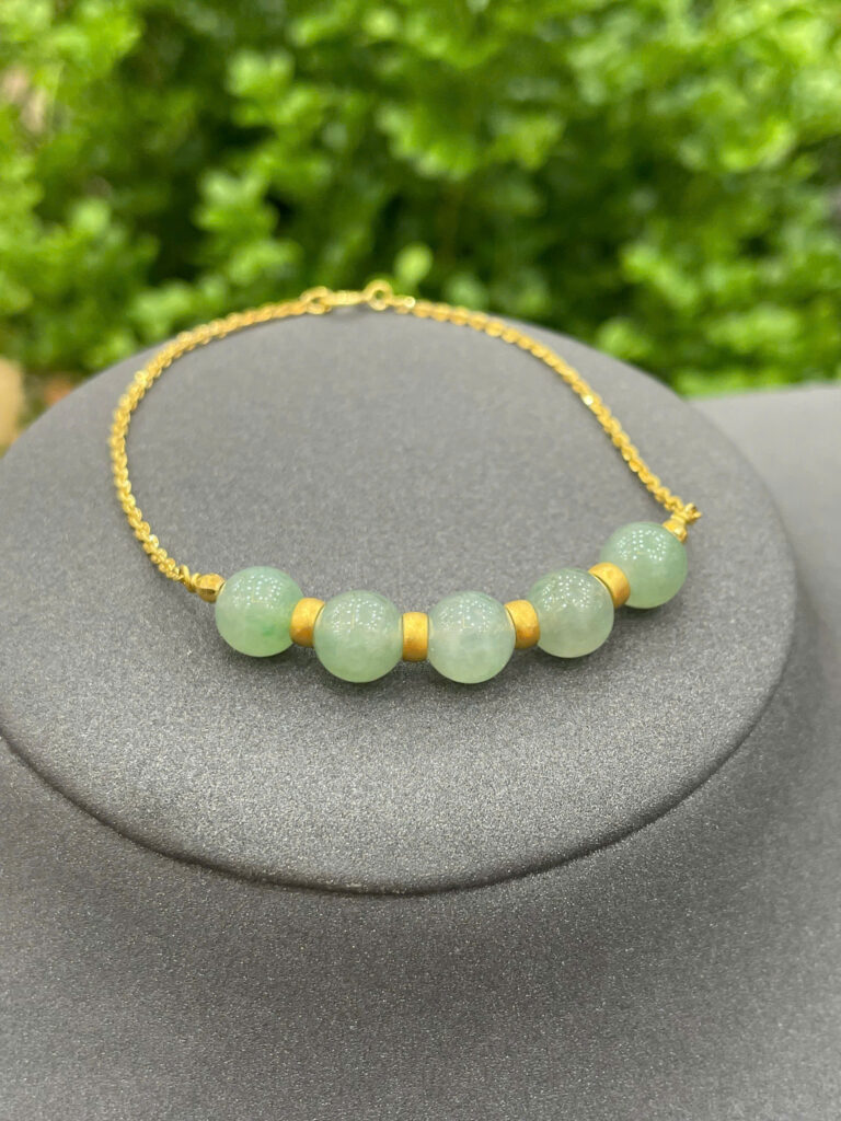 Lắc tay ngọc vàng 610 ngọc phỉ thuý ngũ lu-LP054