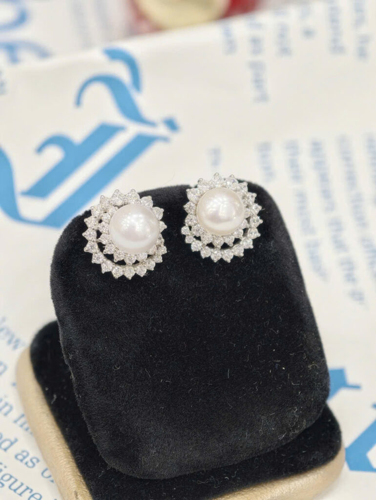 Bông tai ngọc trai hai xoáy-BN176