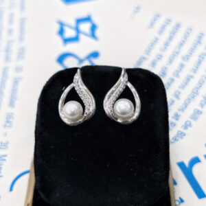 Bông tai ngọc trai giọt nước _ bánh men 6 li-BN177