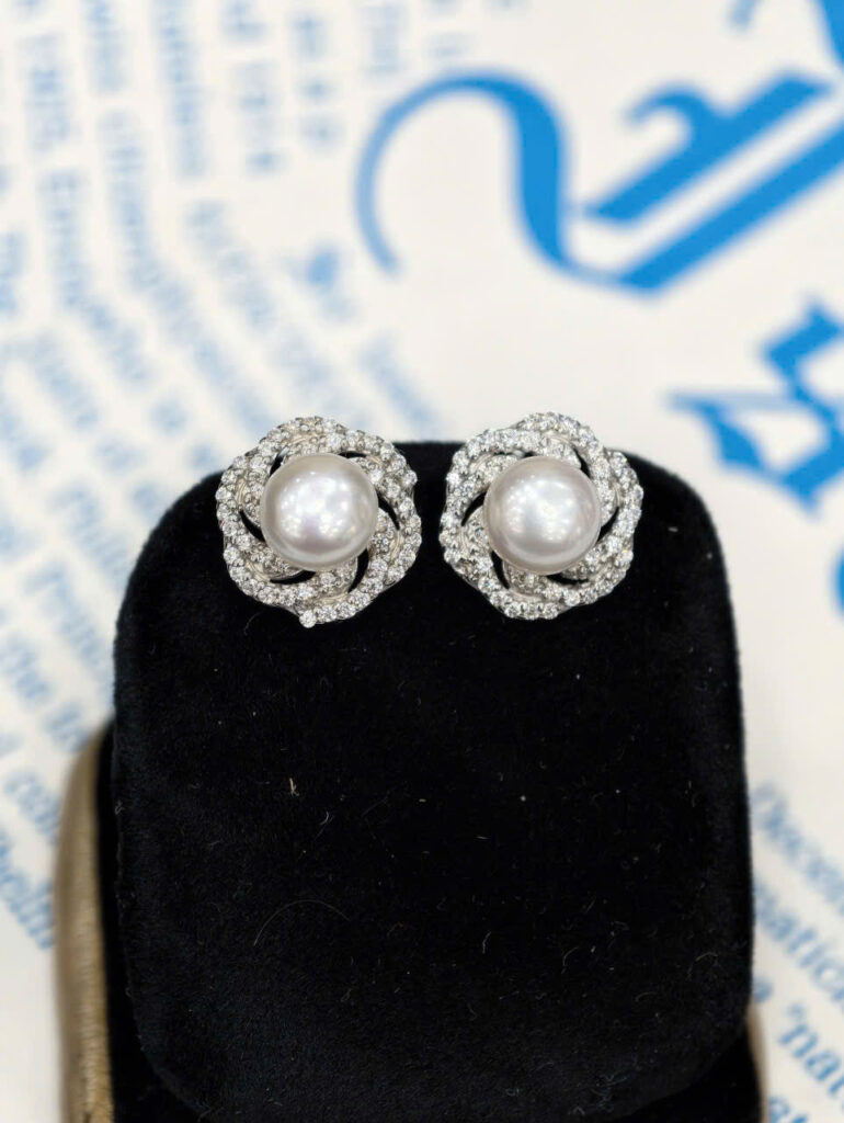 Bông tai ngọc xoáy bánh men 7 li-BN184