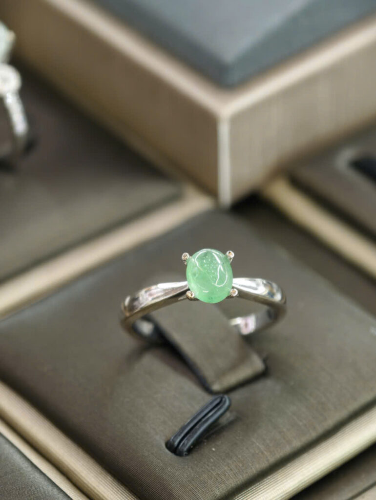 Nhẫn bạc ngọc phỉ thuý type A-NP085