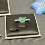 Nhẫn bạc trái tim ngọc phỉ thuý type A-NP84