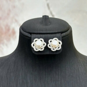 Bông tai mai hoa - ngọc bánh men 6mm-BN170