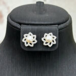 Bông tai hoa lúa - ngọc bánh men 7 li-BN175