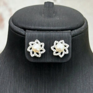 Bông tai hoa lúa - ngọc bánh men 7 li-BN175