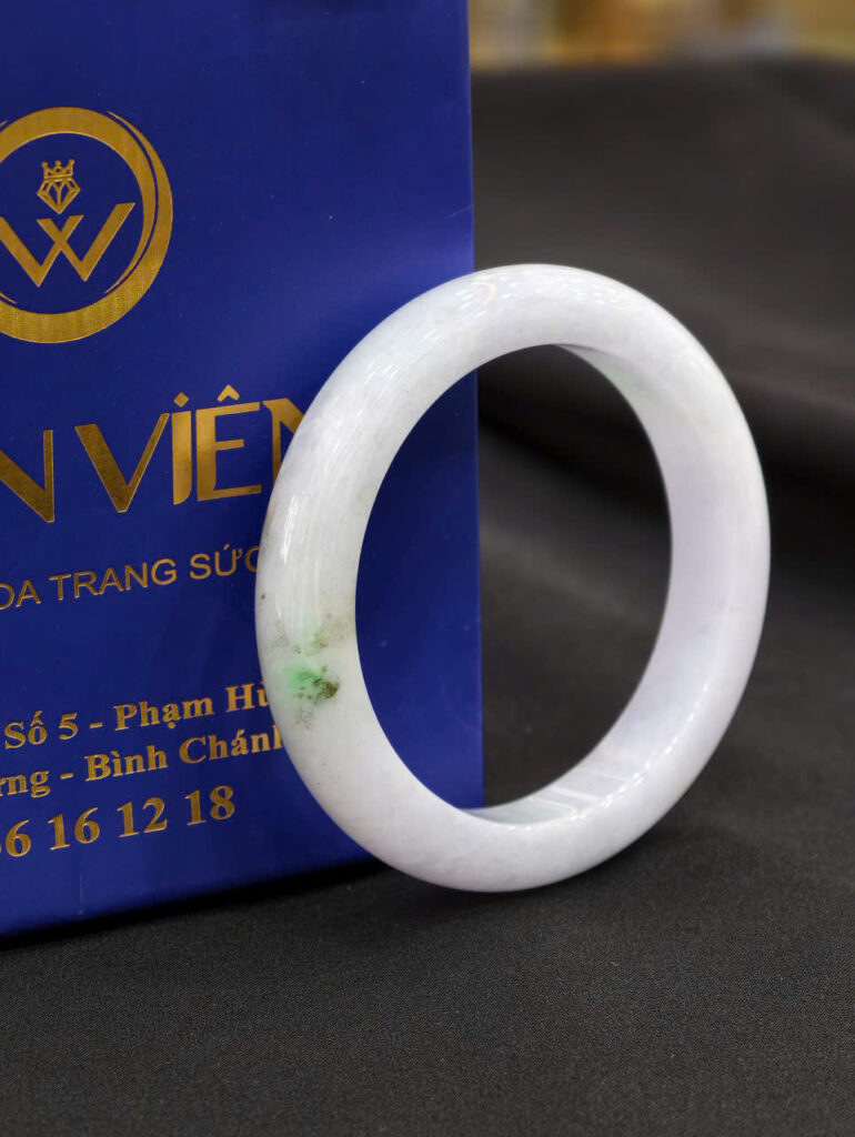 Vòng tay ngọc phỉ thuý type A , có điểm hoàng phỉ-VP024-Ni: 53.54, chột 11.9mm