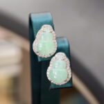 Bông tai ngọc phỉ thuý hồ lô xanh-BP072