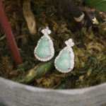 Bông tai hồ lô ngọc phỉ thuý viền đá-BP074