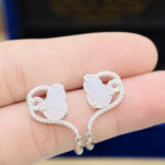 Bông tai hồ lô tím viền trái tim-BP075