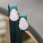 Bông tai ngọc phỉ thuý hồ lô nền tím-BP073