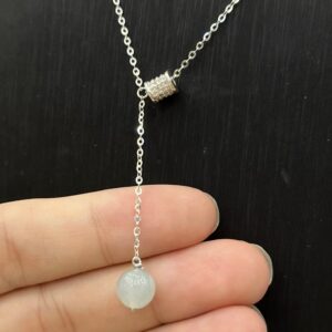 Dây chuyền phỉ thuý thả rơi trân châu x S925