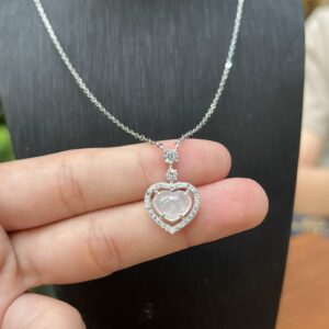 Dây chuyền phỉ thuý mặt trái tim bạch ngọc x S925