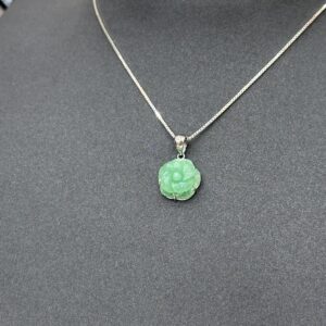 Dây chuyền phỉ thuý hoa hồng xanh táo x S925