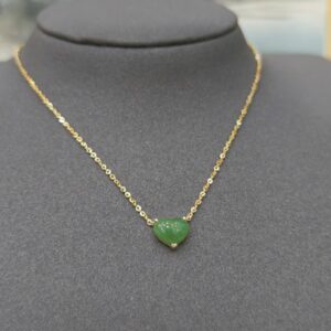 Dây chuyền phỉ thuý mặt trái tim xanh cay x G10k