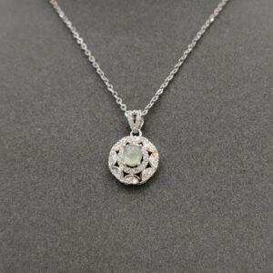 Dây chuyền phỉ thuý nền xanh x S925