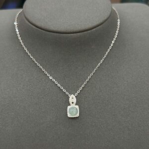 Dây chuyền phỉ thuý nền xanh nhạt x S925