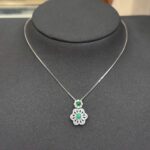 Dây chuyền phỉ thuý mặt hoa tim xanh cay x S925