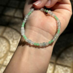 Lắc tay bạc ngọc phỉ thuý lu khoá vàng 18k-LP111